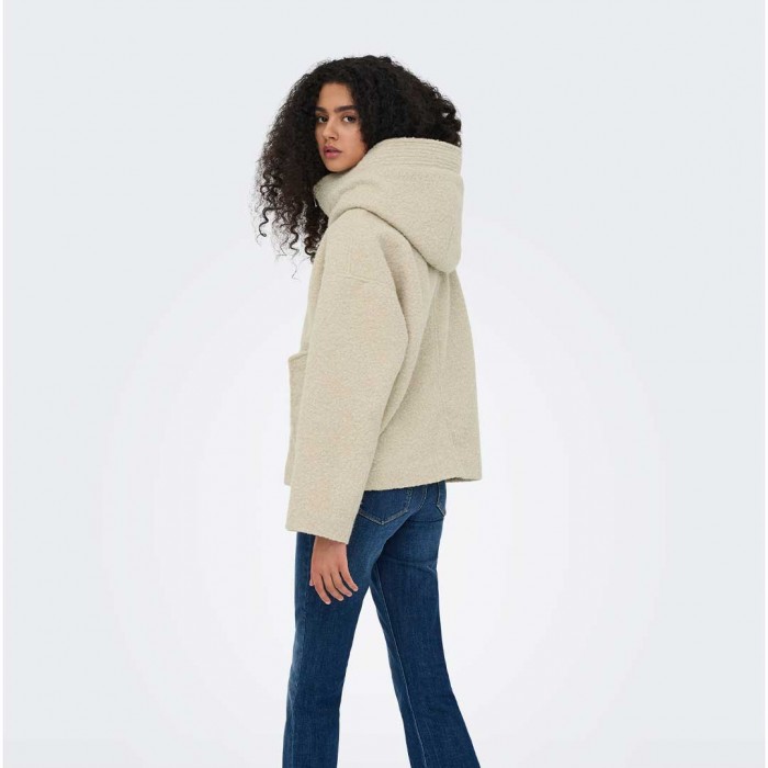 JDY JDYNEVADA BOUCLE HOOD JACKET OTW HAB BEIGE