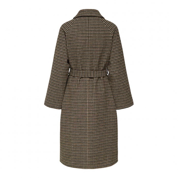 JDY JDYNETTIE CHECK BELT LONG COAT OTW YFM BROWN