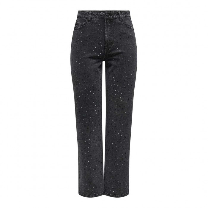 JDY JDYSTINE STONE HW STRAIGHT JEANS DNM BLACK
