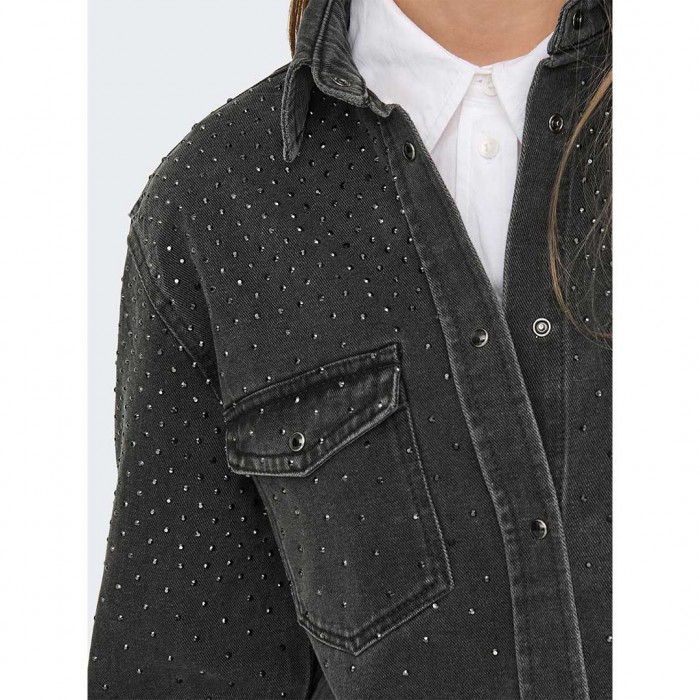 JDY  JDYSTINE STONE LS SHIRT DNM BLACK