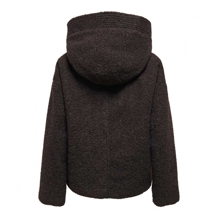 JDY JDYNEVADA BOUCLE HOOD JACKET OTW HAB DARK BROWN