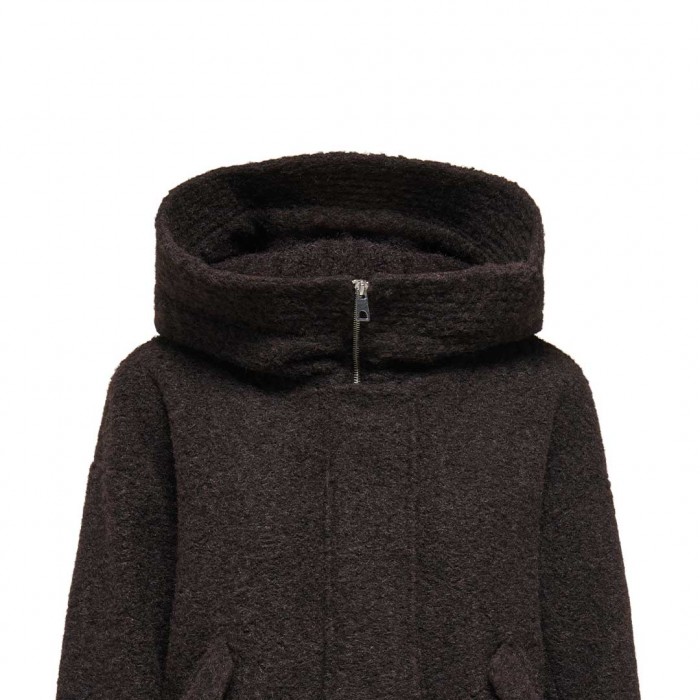 JDY JDYNEVADA BOUCLE HOOD JACKET OTW HAB DARK BROWN