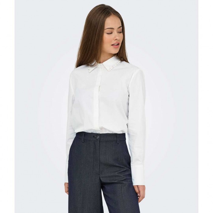 JDY JDYLULA L/S PEARL DETAIL SHIRT WVN WHITE
