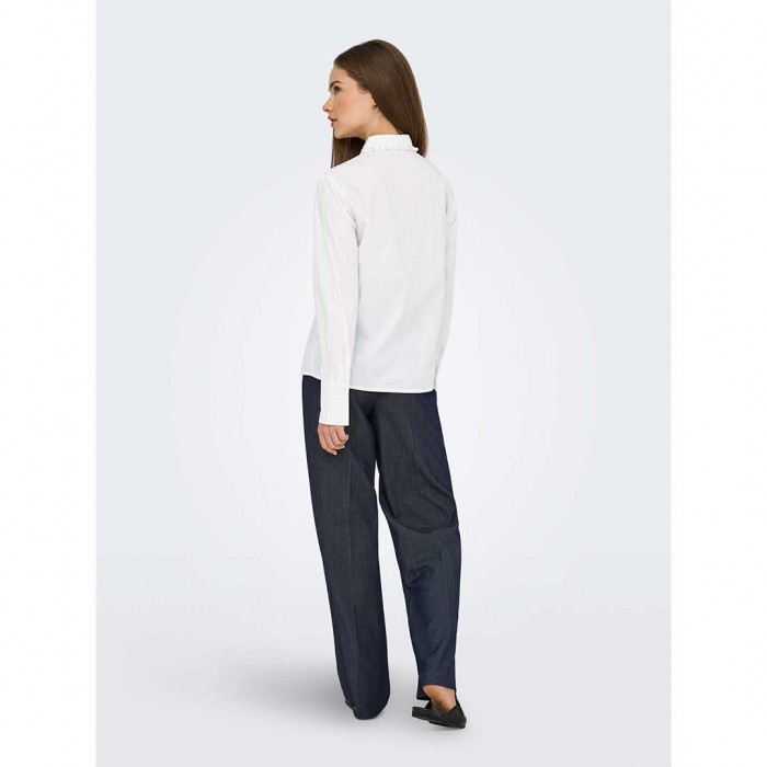 JDY JDYLULA L/S PEARL DETAIL SHIRT WVN WHITE
