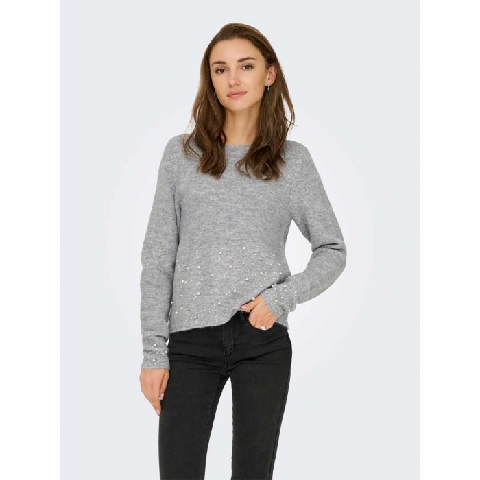 JDY JDYPEARL L/S O-NECK PEARL PULLOVER KNT LIGHT GREY JDY JDYPEARL L/S O-NECK PEARL PULLOVER KNT LIGHT GREY