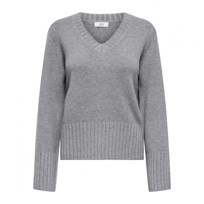 JDY JDYPRIME LUREX LIFE L/S V-NECK PULL KNT GREY JDY JDYPRIME LUREX LIFE L/S V-NECK PULL KNT GREY