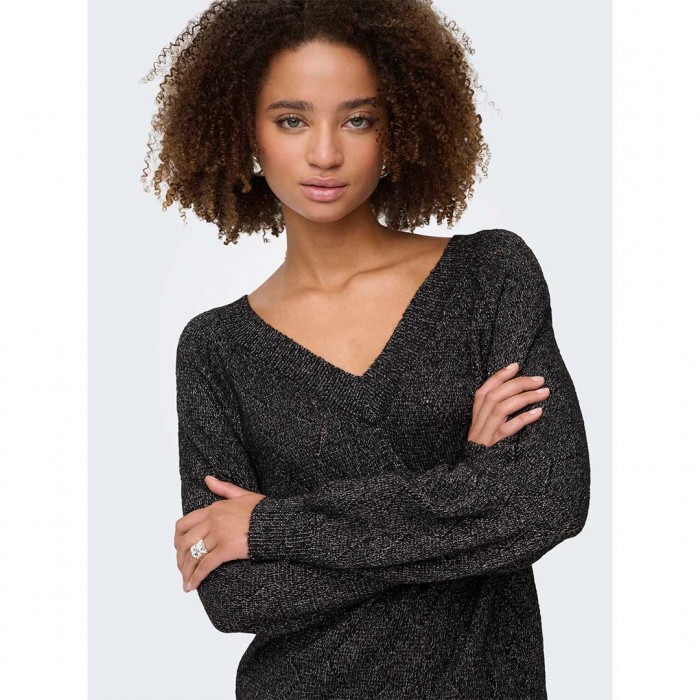 JDY JDYASPEN LIFE L/S V-NECK PULLOVER KNT BLACK