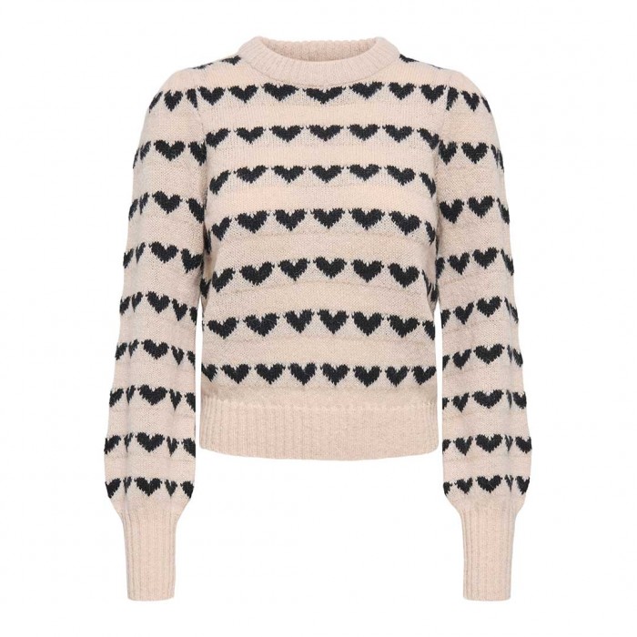 JDY  JDYSIGRID LIFE L/S ON PUFF PULL KNT NOOS ECRU
