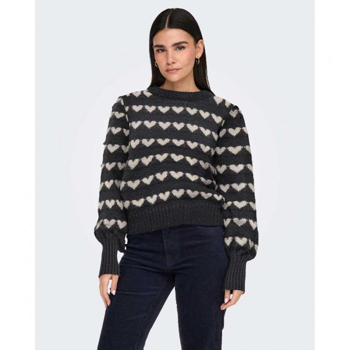 JDY JDYSIGRID LIFE L/S ON PUFF PULL KNT NOOS DARK GREY