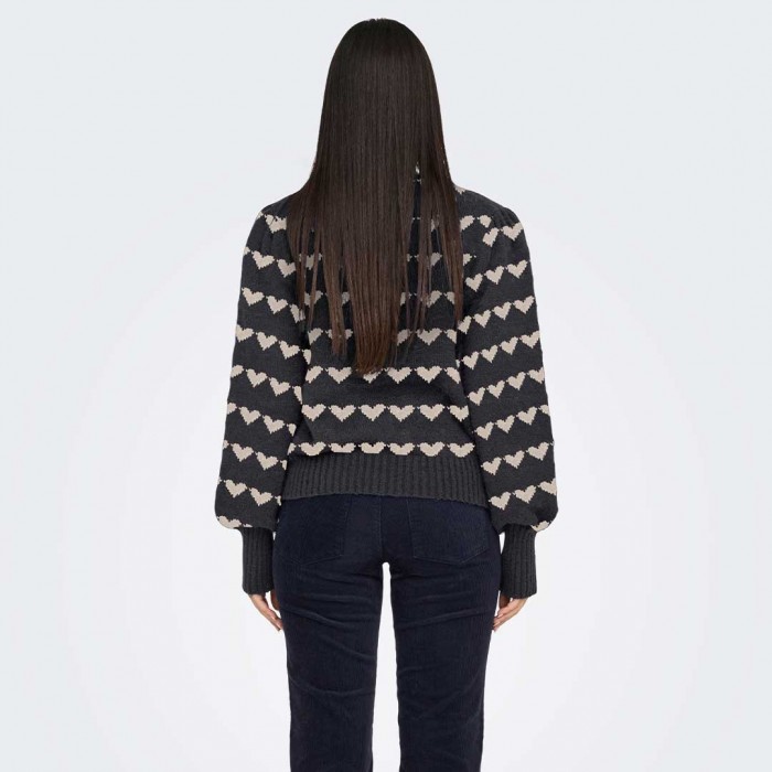 JDY JDYSIGRID LIFE L/S ON PUFF PULL KNT NOOS DARK GREY