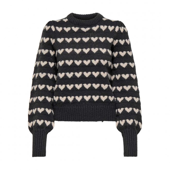 JDY JDYSIGRID LIFE L/S ON PUFF PULL KNT NOOS DARK GREY