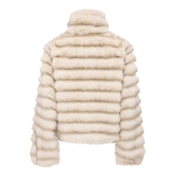 JDY JDYALLIE FAUX FUR JACKET OTW HAB ECRU