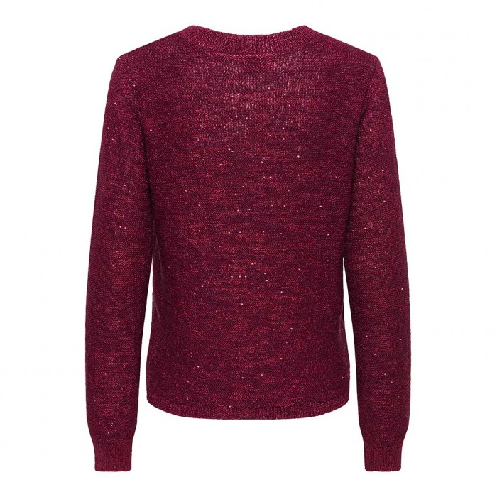 JDY JDYMIA L/S V-NECK SEQUIN PULLOVER KNT BORDO