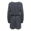 JDY JDYWENDI L/S V-NECK BELTED DRESS KNT DARK GRAY