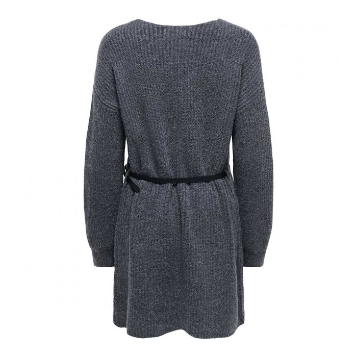 JDY JDYWENDI L/S V-NECK BELTED DRESS KNT DARK GRAY