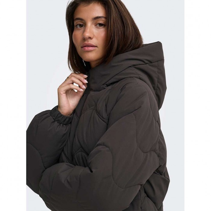 JDY JDYPOWER SHORT HOOD PUFFER OTW HAB BROWN