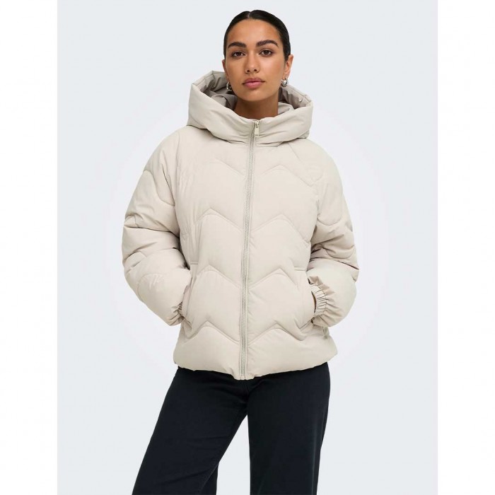 JDY JDYPOWER SHORT HOOD PUFFER OTW HAB ECRU