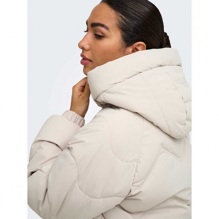JDY JDYPOWER SHORT HOOD PUFFER OTW HAB ECRU