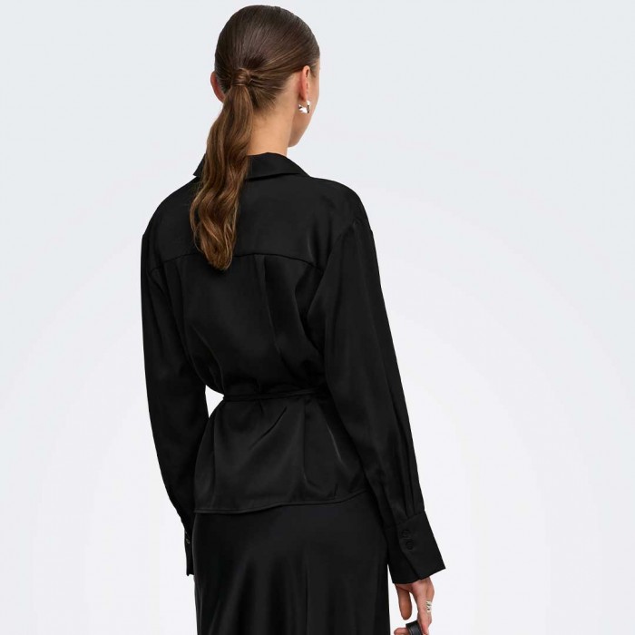 JDY JDYARIA L/S V-NECK SHIRT WVN BLACK