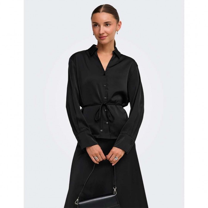 JDY JDYARIA L/S V-NECK SHIRT WVN BLACK
