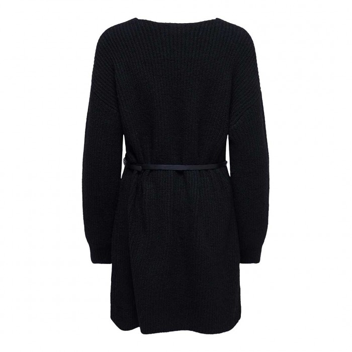 JDY JDYWENDI L/S V-NECK BELTED DRESS KNT BLACK