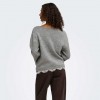 JDY JDYSTEPHANIE L/S V-NECK LACE PULL KNT GRAY