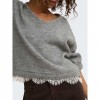 JDY JDYSTEPHANIE L/S V-NECK LACE PULL KNT GRAY