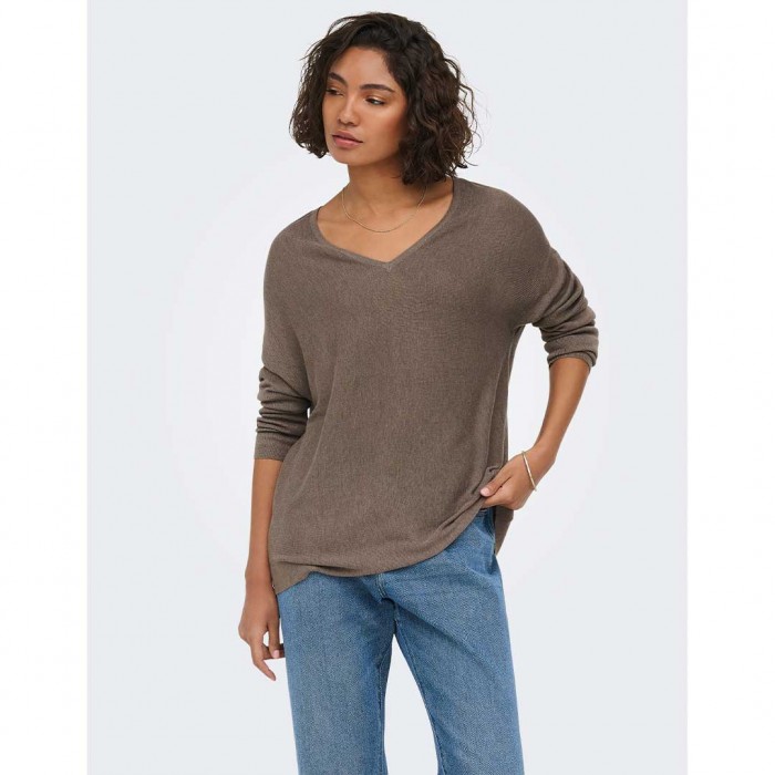 JDY JDYNEW BEHAVE L/S V-NECK PULLOVER KNT BROWN