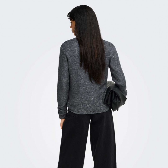 JDY JDYMIA L/S V-NECK SEQUIN PULLOVER KNT GRAY