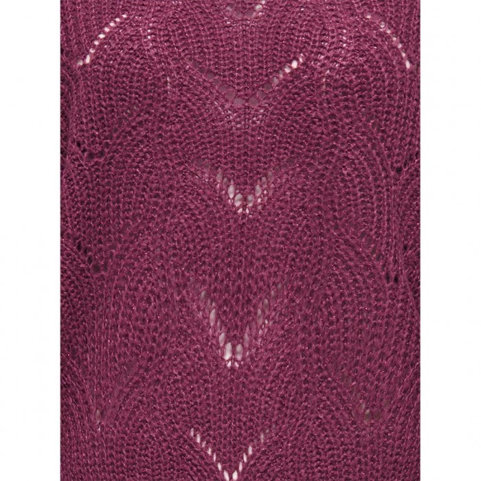 JDY JDYBADUT L/S V-NECK STRUC GLITT PULL KNT WINE