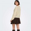 JDY JDYBADUT L/S V-NECK STRUC GLITT PULL KNT ECRU