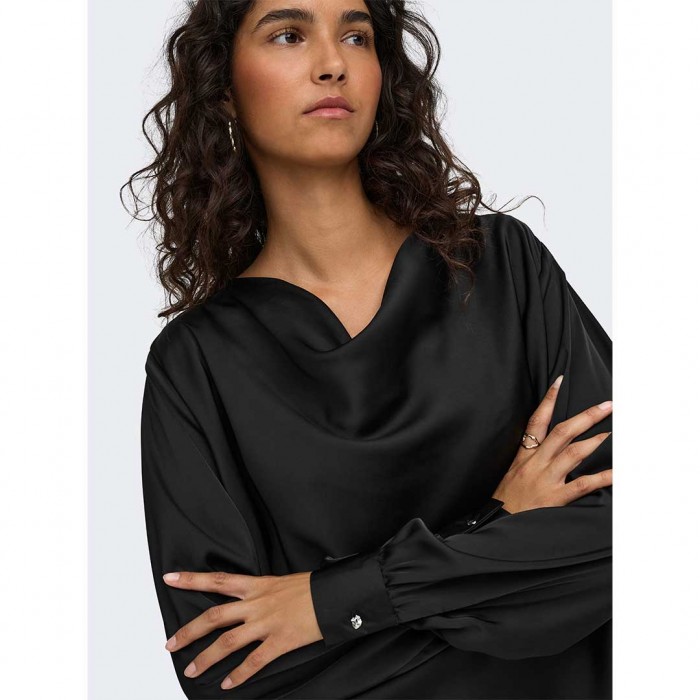 ONLY JDYROCKY L/S WATERFALL TOP WVN BLACK