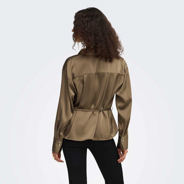 JDY JDYARIA L/S V-NECK SHIRT WVN GREEN