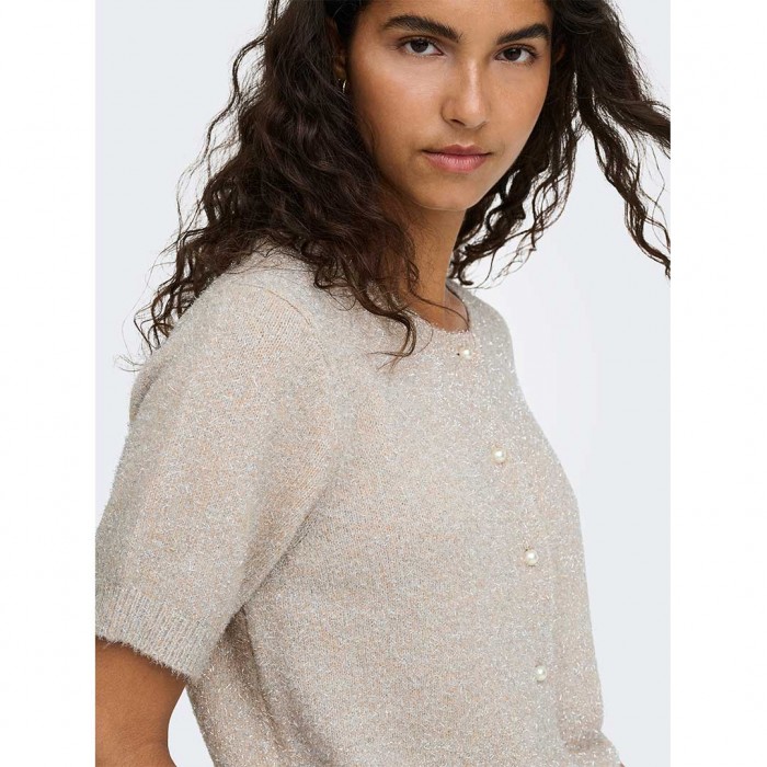 JDY JDYNADINE S/S GLITTER CARDIGAN KNT ECRU