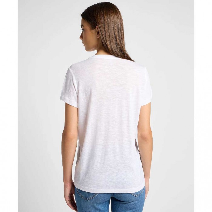 LEE WOMAN V Neck Tee WHITE