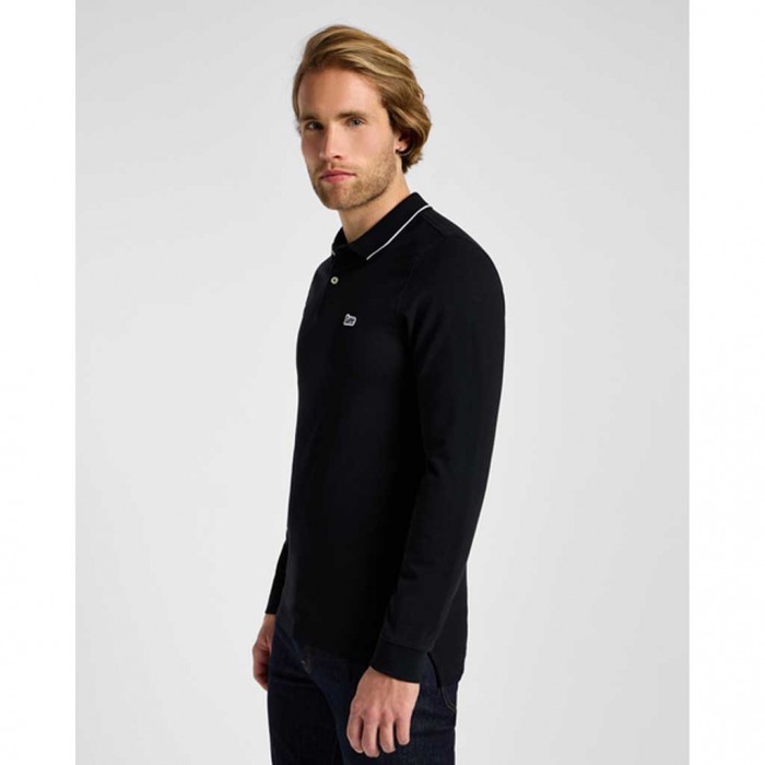 LEE MAN POLO T SHIRT LONGSLEEVE BLACK