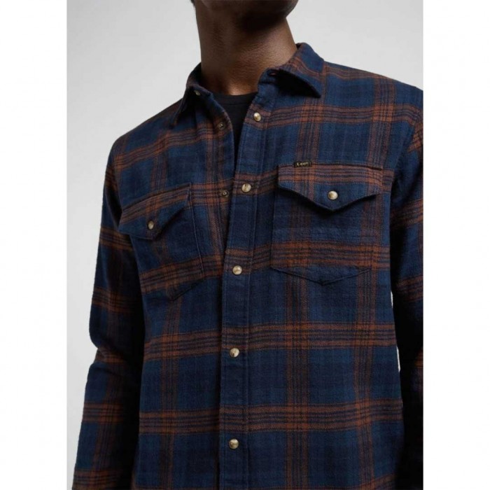LEE MAN Clean Western Shirt BLUE/BROWN