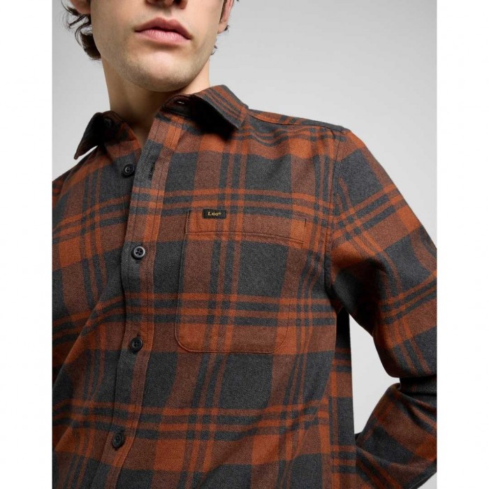 LEE MAN Leesure Shirt Copper Fields BROWN