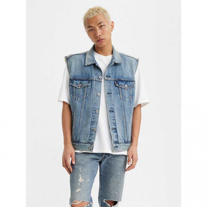 LEVIS Relaxed Trucker Vest BLUE