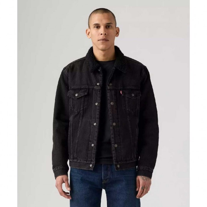 LEVIS Type 3 Sherpa Trucker Denim Jacket Black