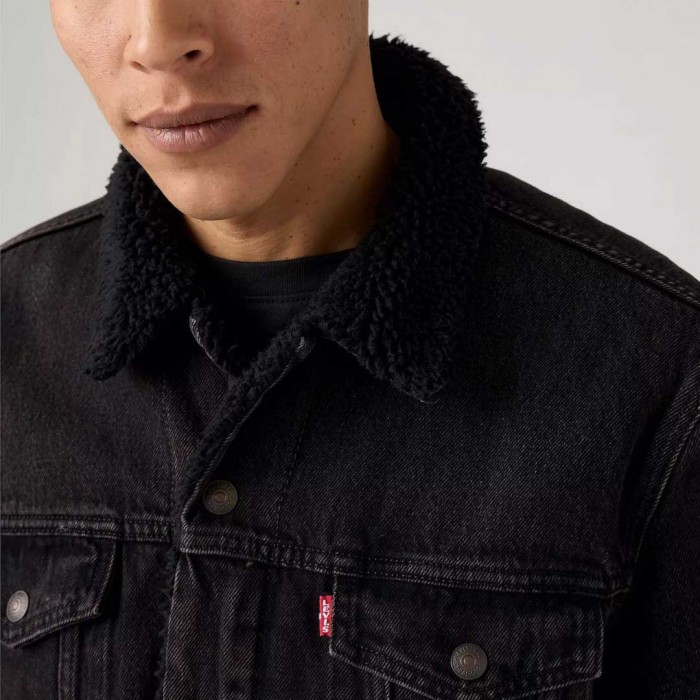 LEVIS Type 3 Sherpa Trucker Denim Jacket Black