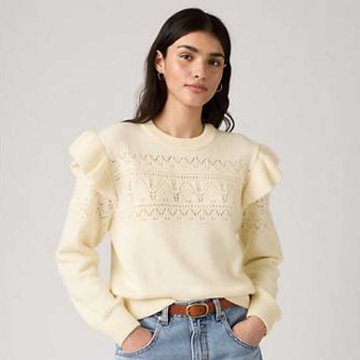LEVIS  Shane Flutter Sleeve Sweater ECRU