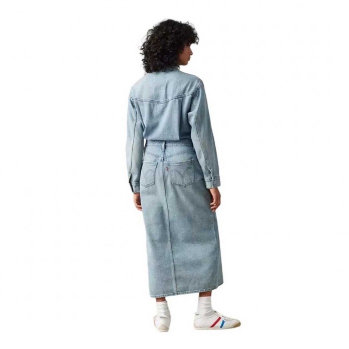 LEVIS Denim Midi Shirt Dress LIGHT BLUE