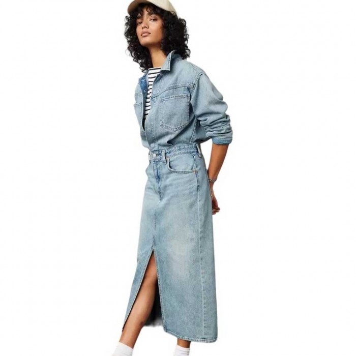 LEVIS Denim Midi Shirt Dress LIGHT BLUE