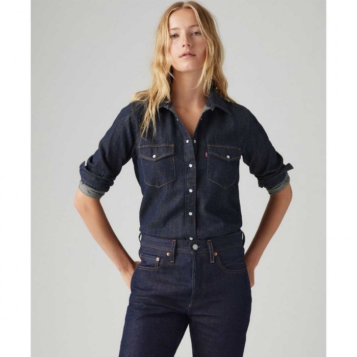 LEVIS Iconic Western Linen+ Denim Shirt DARK BLUE