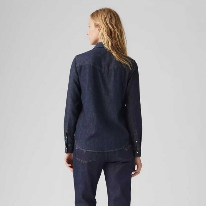 LEVIS Iconic Western Linen+ Denim Shirt DARK BLUE
