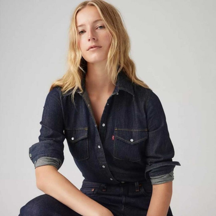 LEVIS Iconic Western Linen+ Denim Shirt DARK BLUE