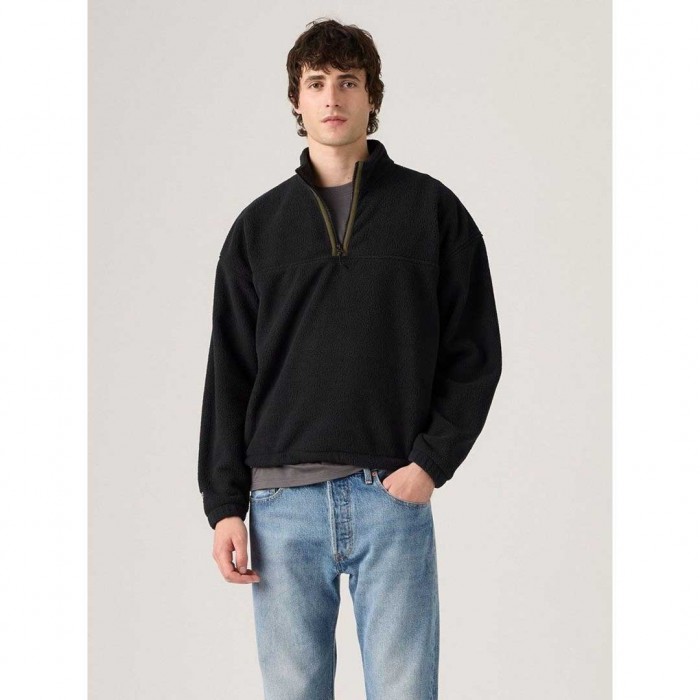 LEVIS MAN FLEECE HALF ZIP BLACK