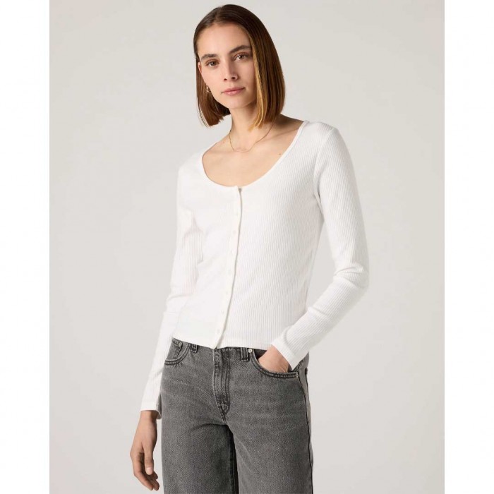 LEVIS WOMAN Austen Button-Up Long-Sleeve Top WHITE
