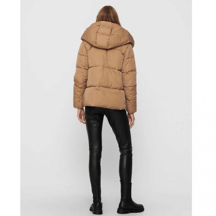 ONLY HOODED PUFFER JACKET Brown / Toasted Coconut